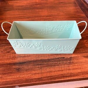 Mint Green Floral Metal Basket